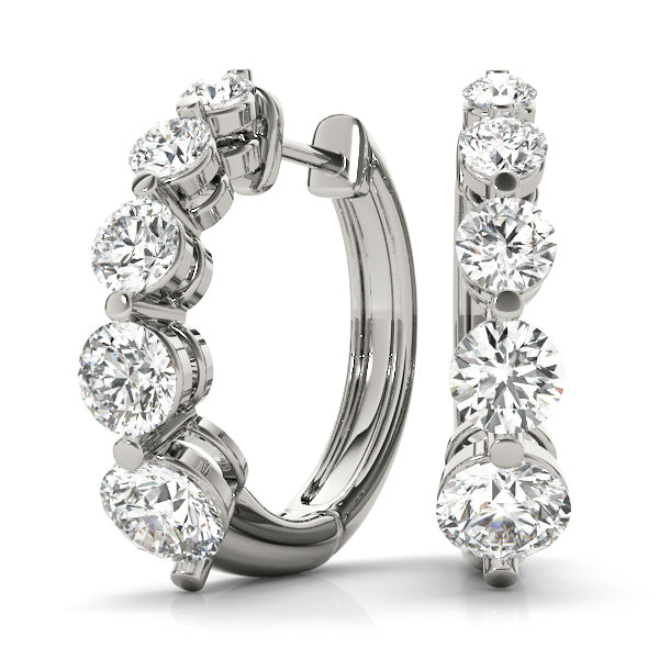 Platinum White Diamond Journey Earring Pair