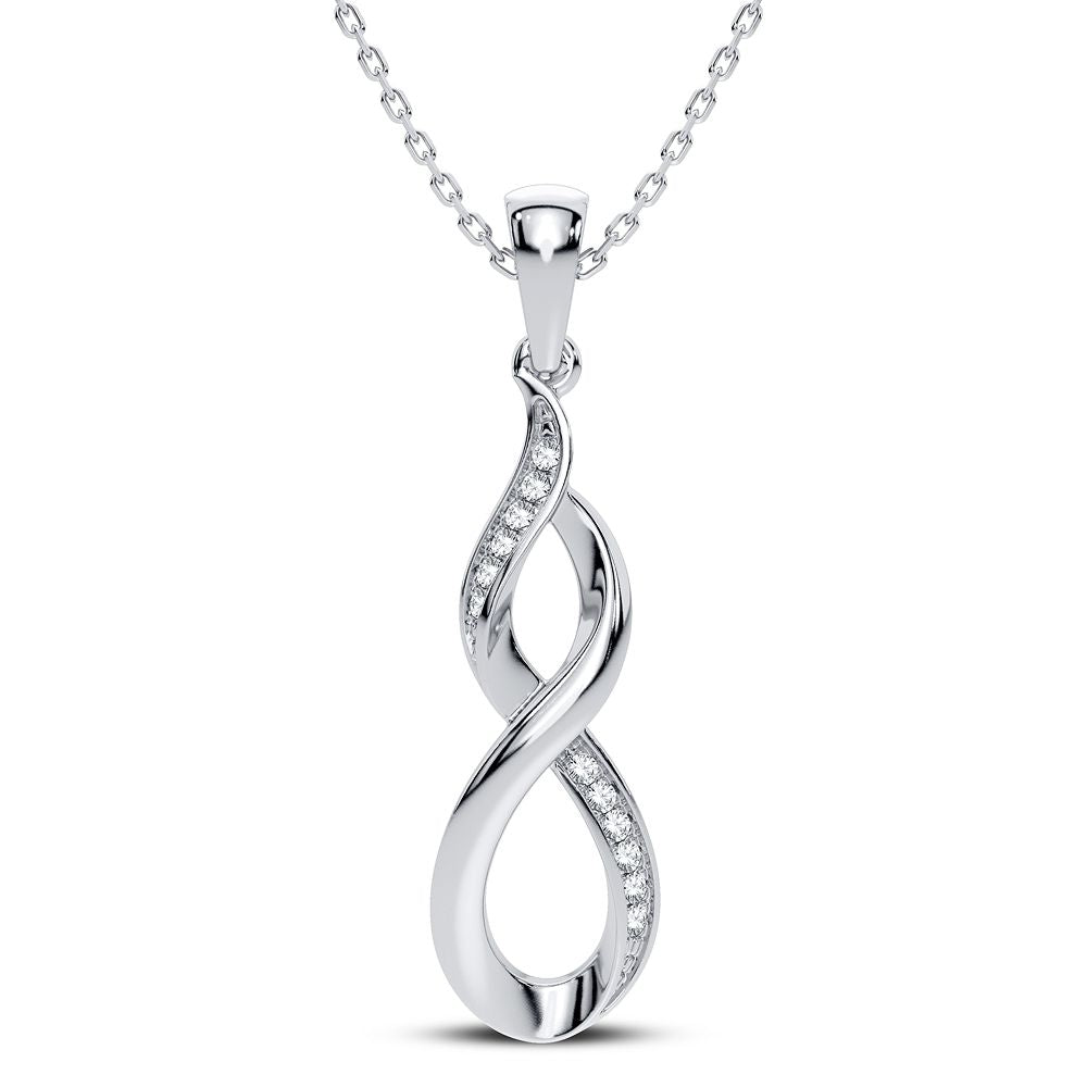 Chic 10k White Gold Lab Diamond Pendant for Women