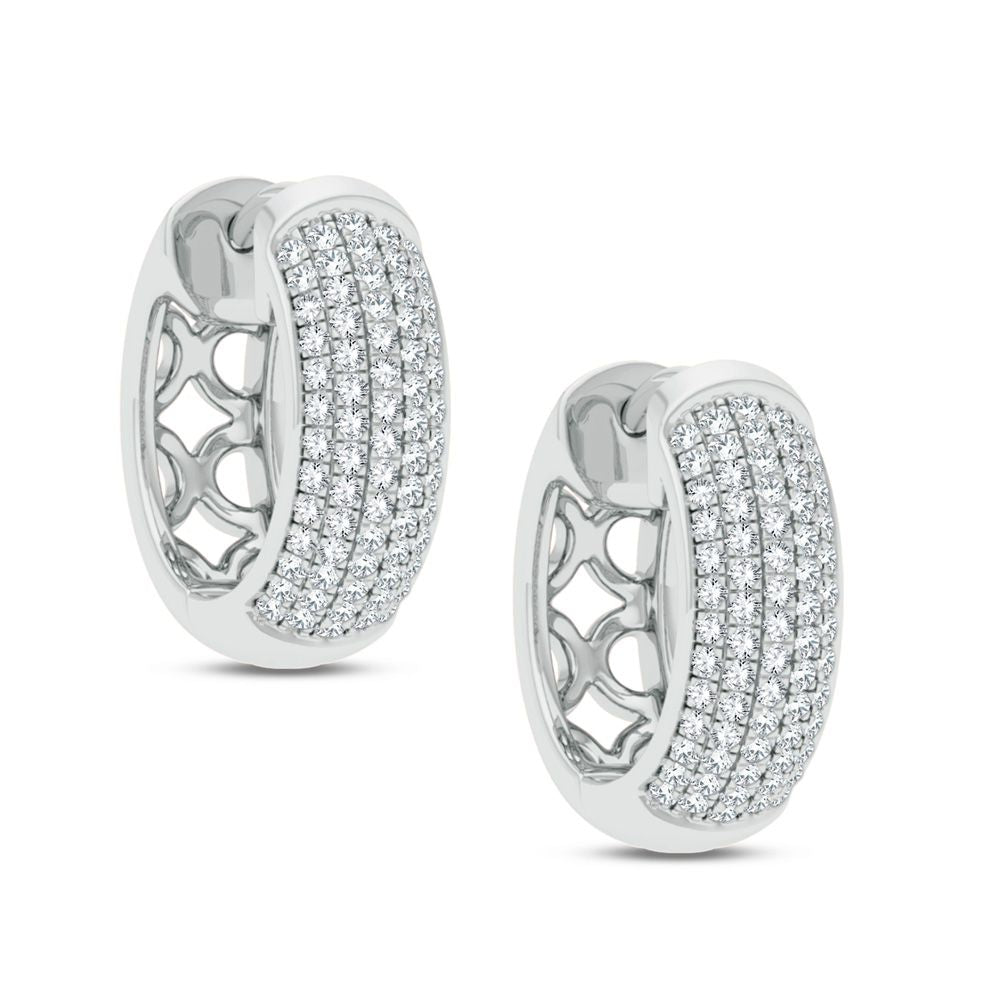 Chic 14k White Lab Diamond Hoops - 0.25CT Womens Sparkle