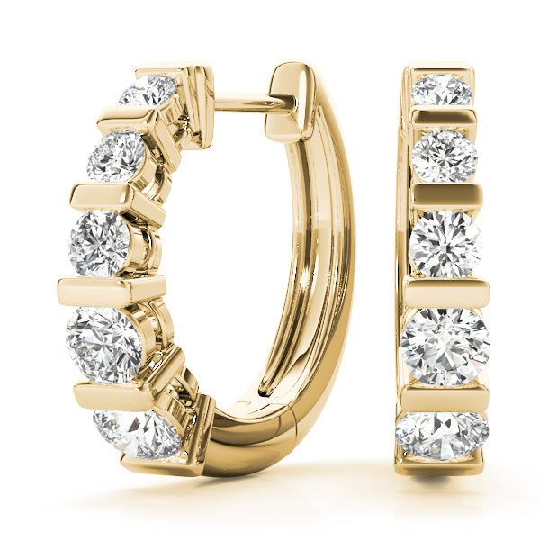 18K Yellow Gold Diamond Hoop Earrings