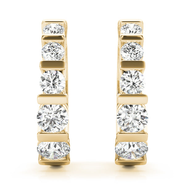 18K Yellow Gold Diamond Hoop Earrings