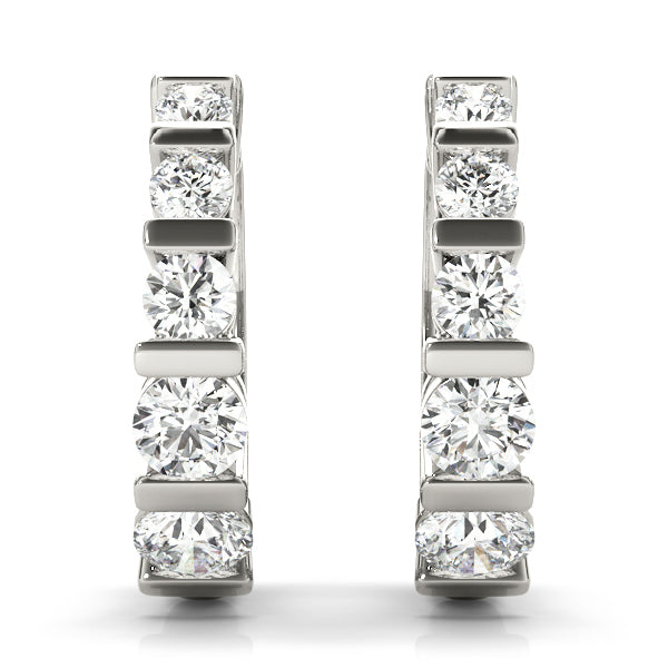 18K White Gold Diamond Hoop Earrings