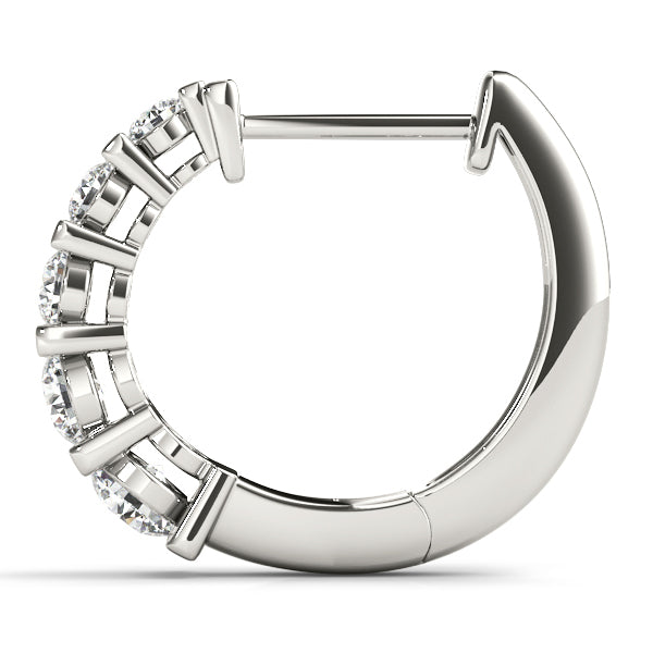 14K White Gold Diamond Hoop Earrings