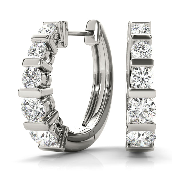 18K White Gold Diamond Hoop Earrings