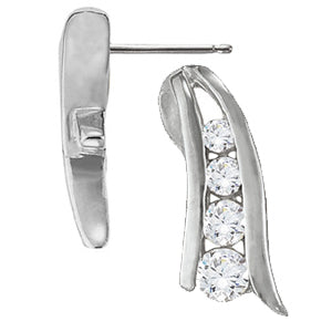 Platinum Lab Diamond Journey Earring Pair