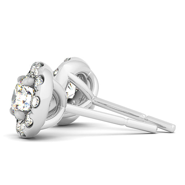 Platinum Lab Diamond Halo Earrings Pair