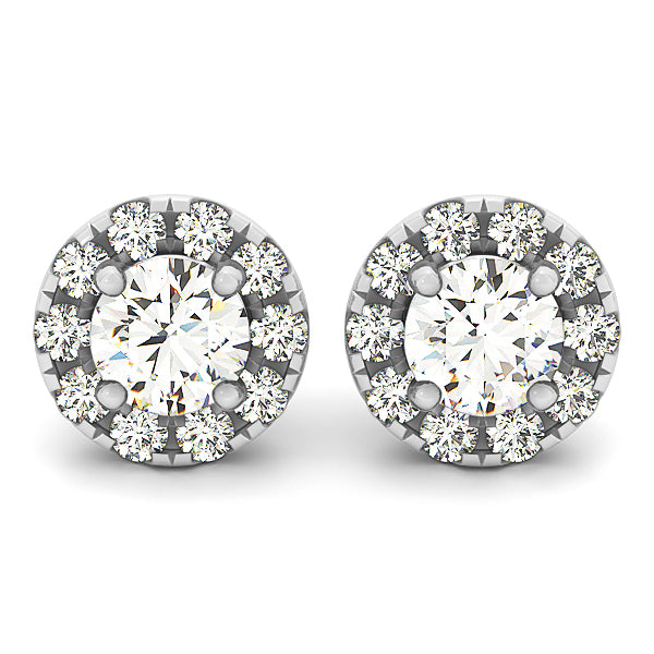 18K White Gold Lab Diamond Halo Earrings