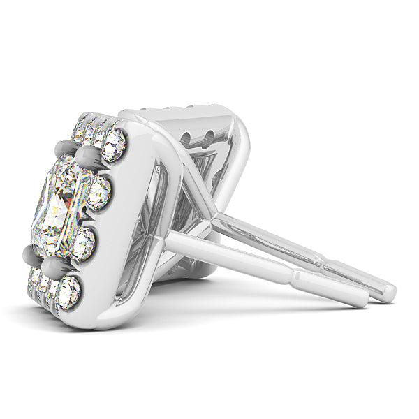 White Gold Lab Diamond Halo Earrings