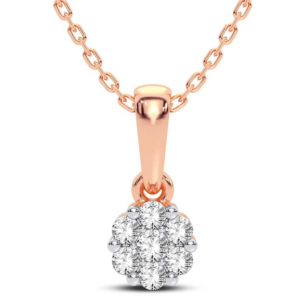 Romantic Rose Gold Lab Diamond Flower Pendant Necklace