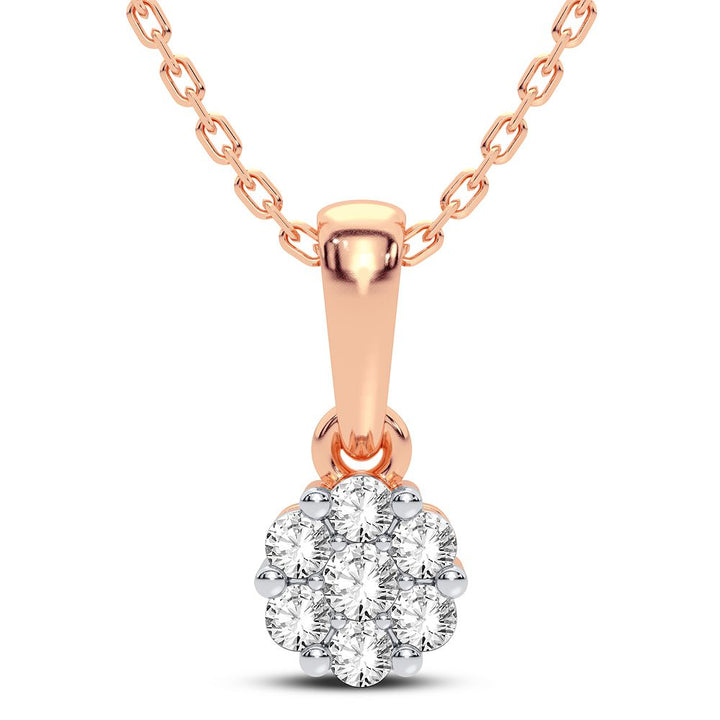 Romantic Rose Gold Lab Diamond Flower Pendant Necklace