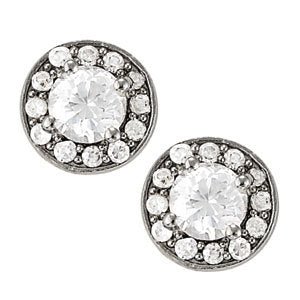 Platinum White Round Diamond Halo Earrings