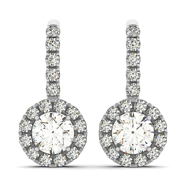 Platinum White Diamond Halo Earrings