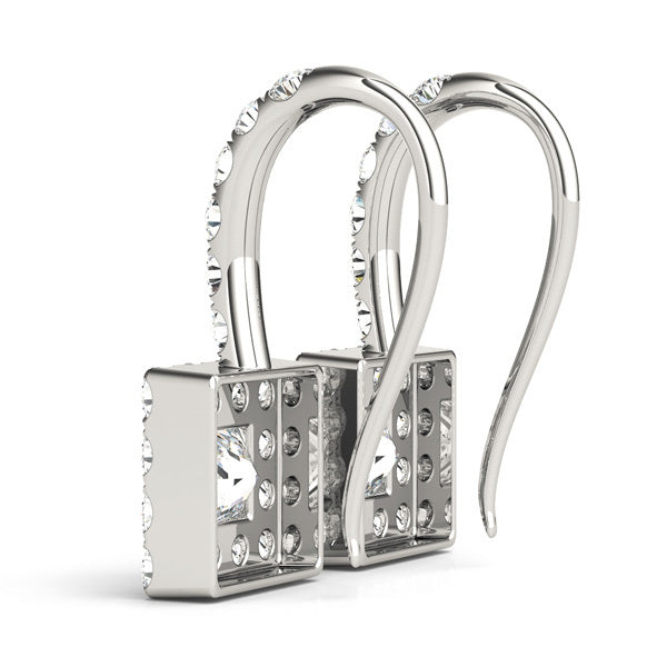 White Platinum Diamond Halo Earring Pair