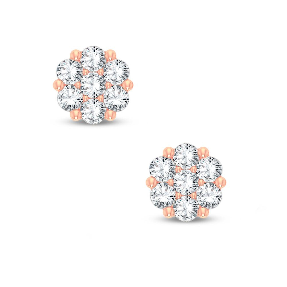 Romantic Rose Gold Lab Diamond Flower Stud Earrings 0.50CT