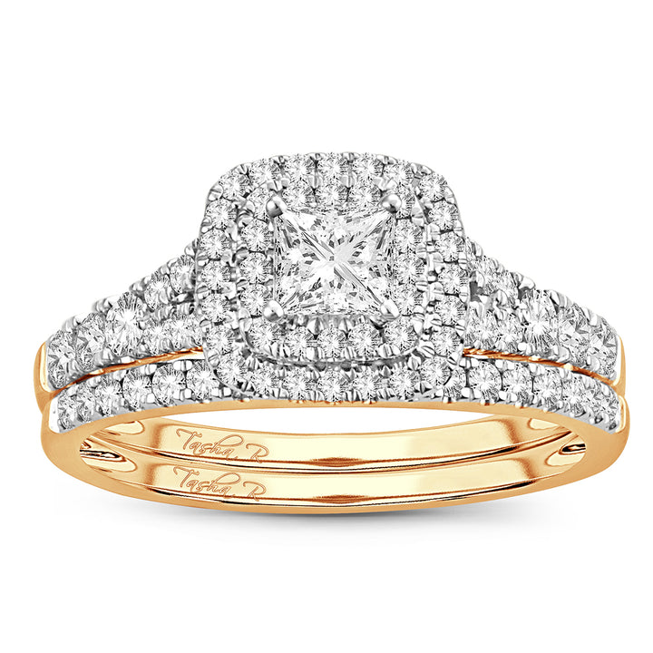 14K Yellow Gold 1CT Lab Diamond Bridal Ring Elegance