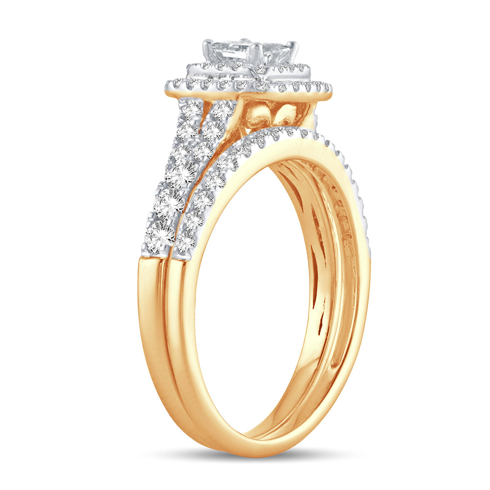 14K Yellow Gold 1CT Lab Diamond Bridal Ring Elegance