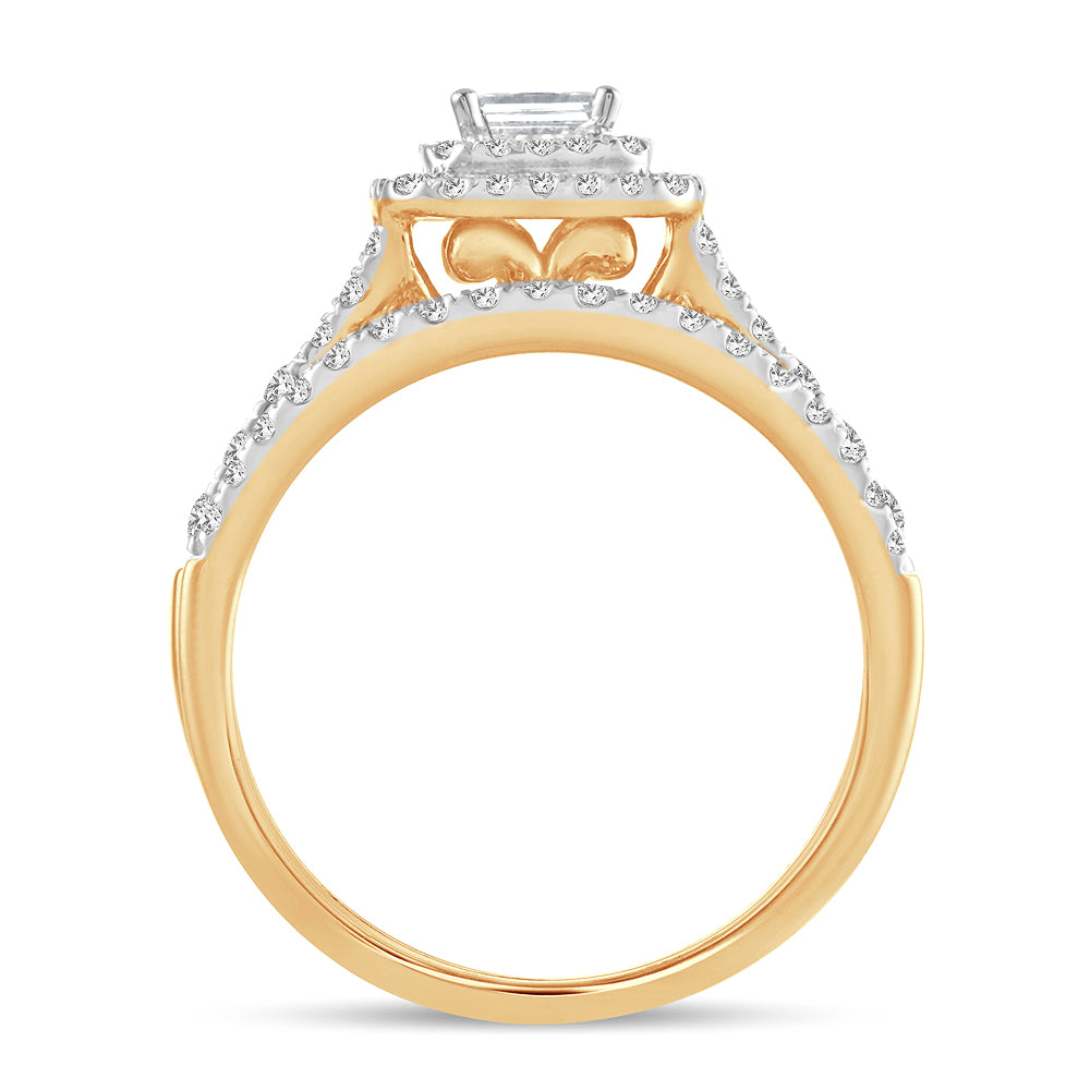 14K Yellow Gold 1CT Lab Diamond Bridal Ring Elegance