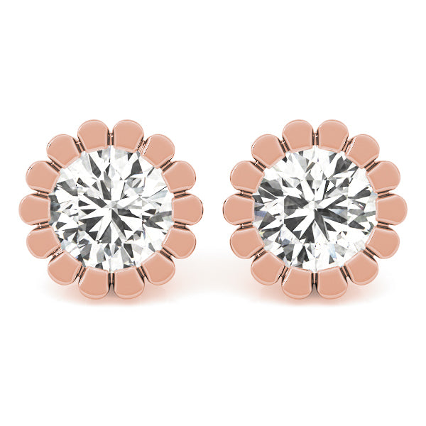 1 CT Lab Diamond 18K Rose Gold Stud Earrings