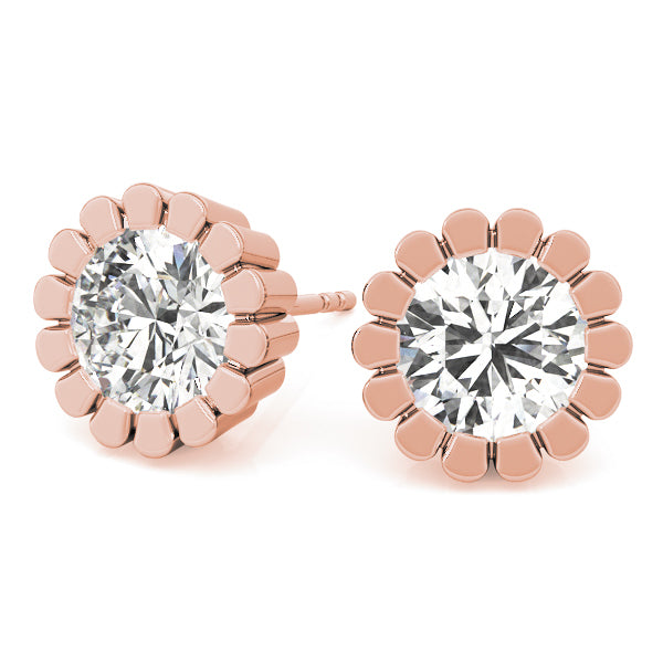 1 CT Lab Diamond 18K Rose Gold Stud Earrings