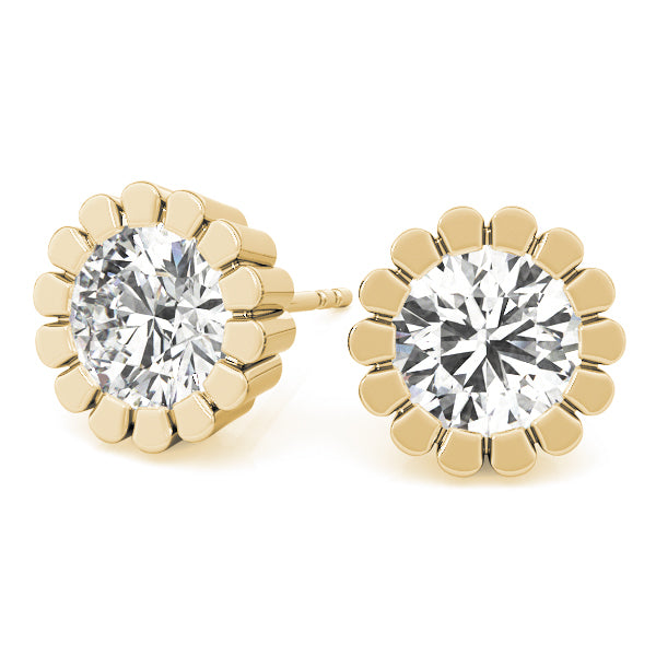18K Yellow Gold 1CT Lab Diamond Stud Earrings