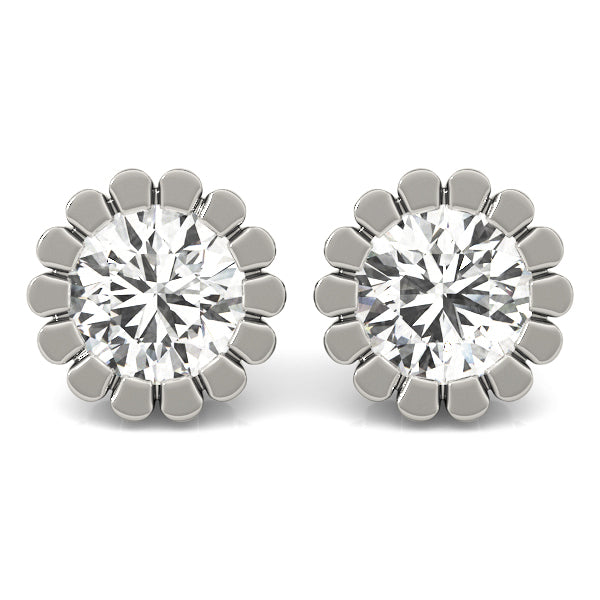 Platinum 1.0 CT Lab Diamond Round Stud Earrings