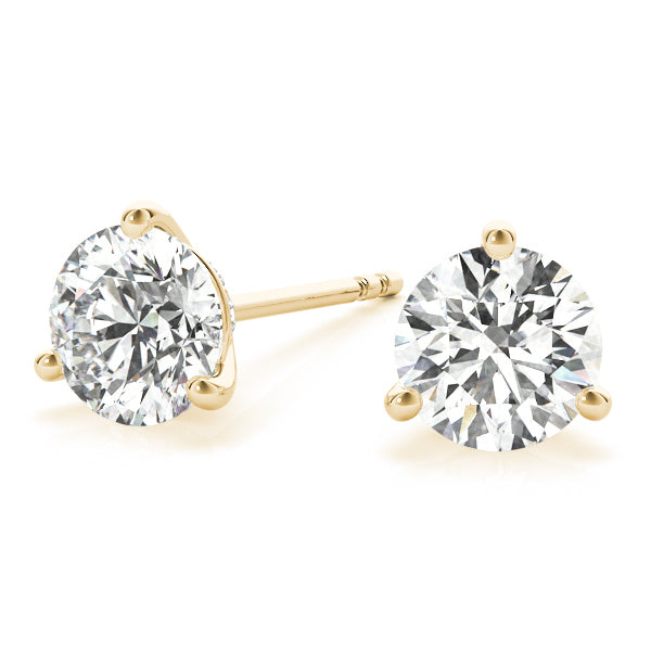 18K Yellow Gold Lab Diamond Stud Earrings Pair