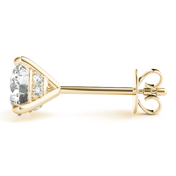 18K Yellow Gold Lab Diamond Stud Earrings Pair