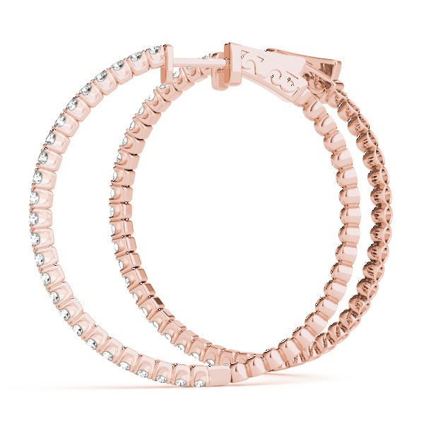 14K Rose Gold Lab Diamond Inside Out Hoop Earrings