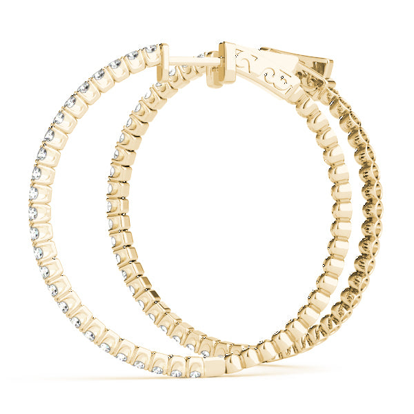 14K Yellow Gold Lab Diamond Inside Out Hoop Earrings