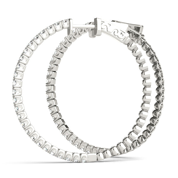 White Gold Lab Diamond Inside Out Hoop Earrings