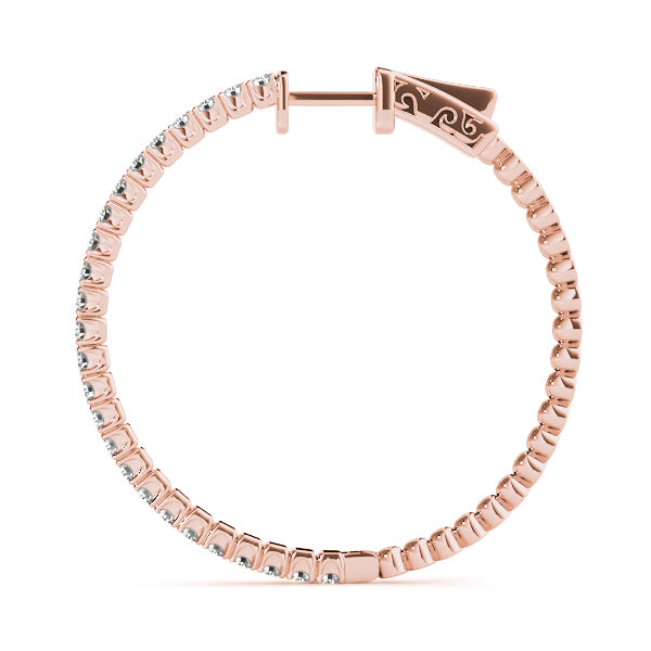 14K Rose Gold Lab Diamond Inside Out Hoop Earrings