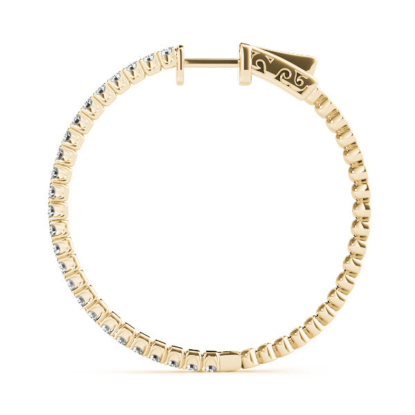 14K Yellow Gold Lab Diamond Inside Out Hoop Earrings