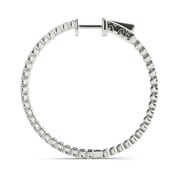 White Gold Lab Diamond Inside Out Hoop Earrings