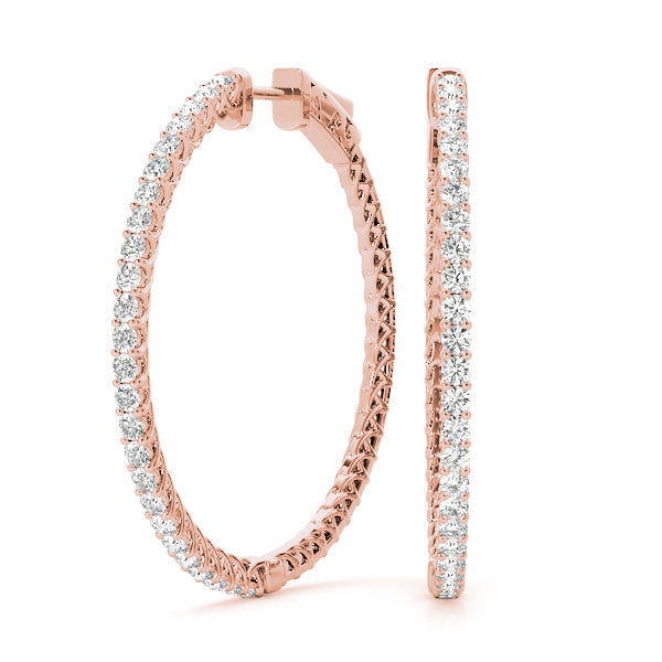 Rose Gold Lab Diamond Inside Out Hoop Earrings