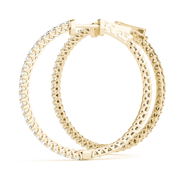 18K Yellow Gold Diamond Inside Out Hoop Earrings