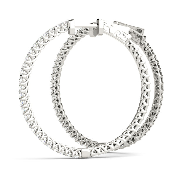 18K White Gold Diamond Inside Out Hoop Earrings