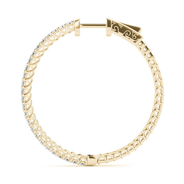 14K Yellow Gold Diamond Inside Out Hoop Earrings
