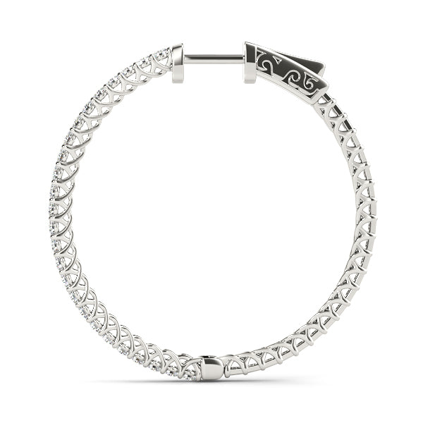 14K White Gold Lab Diamond Inside Out Hoop Earrings