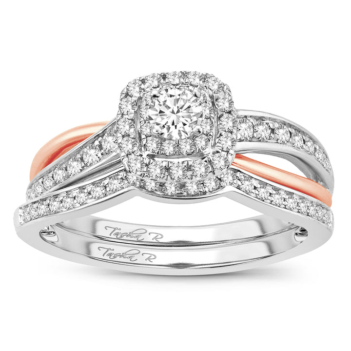 Romantic 14k Rose Gold Lab Diamond Bridal Ring (0.50 CT)