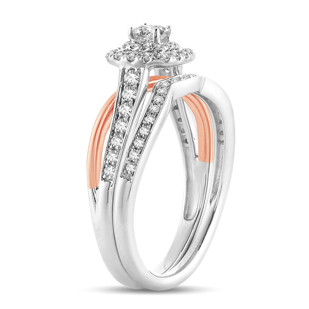 Romantic 14k Rose Gold Lab Diamond Bridal Ring (0.50 CT)