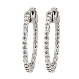 18K White Gold Diamond Inside Out Hoop Earrings