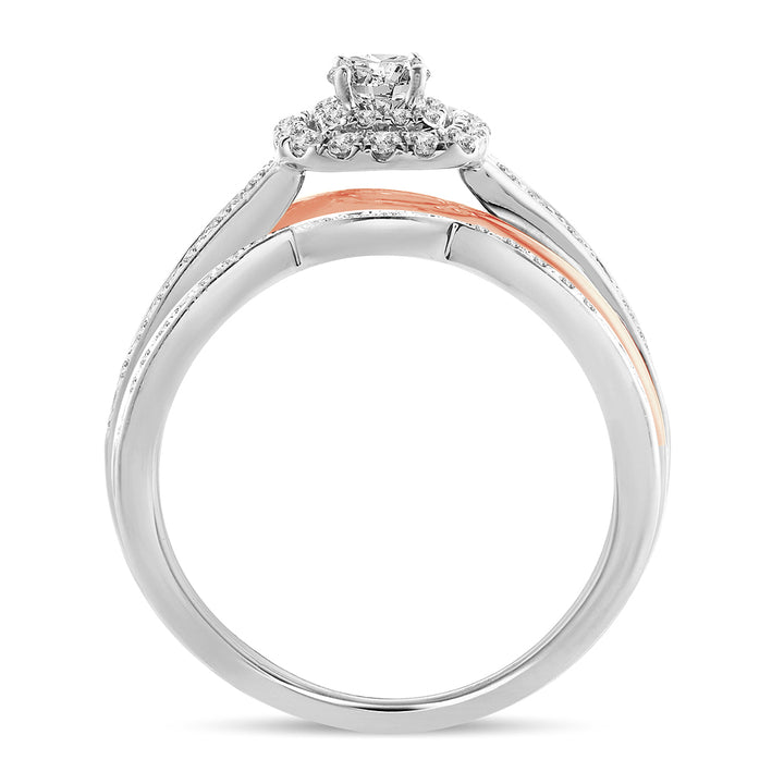 Romantic 14k Rose Gold Lab Diamond Bridal Ring (0.50 CT)