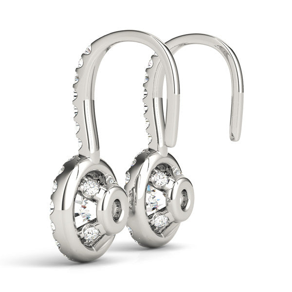 White Platinum Lab Diamond Halo Earring Pair