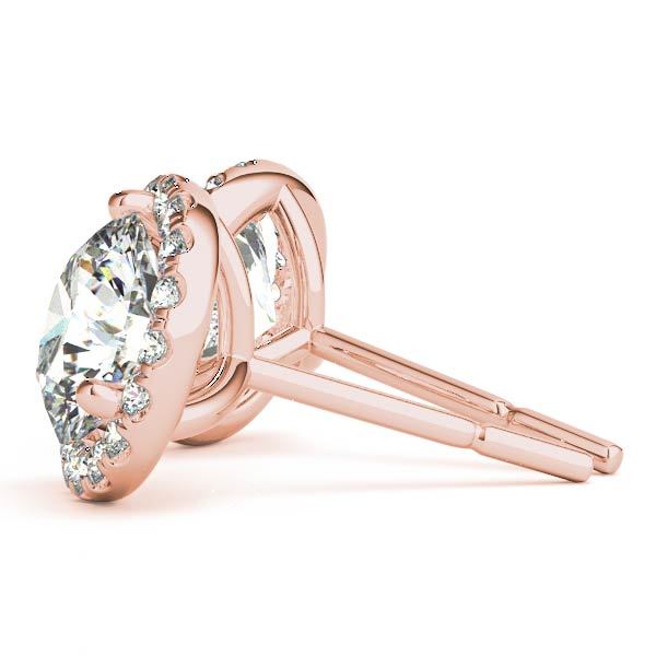 Rose Gold Lab Diamond Halo Earring Pair