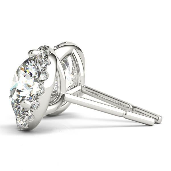 18K White Gold Round Diamond Halo Earrings
