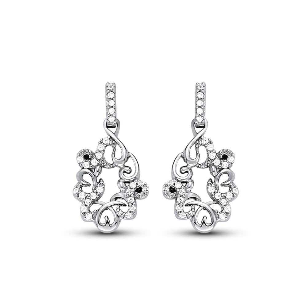 White Gold Lab Diamond Cluster Earrings