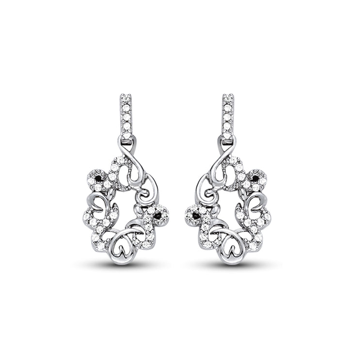 White Gold Lab Diamond Cluster Earrings