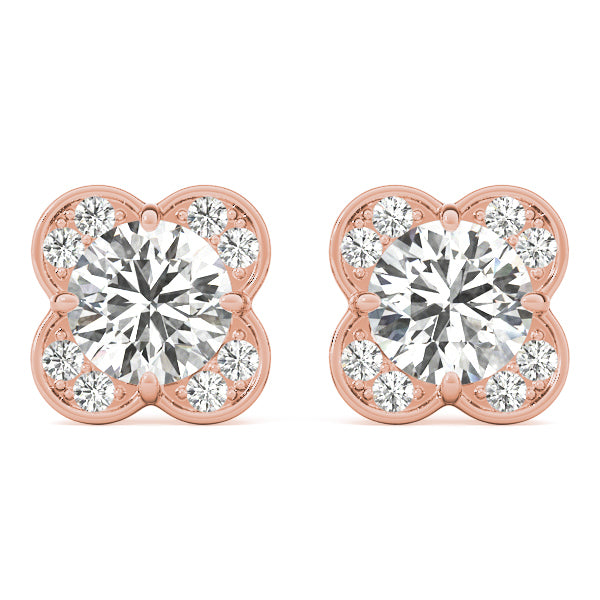 Rose Gold Lab Diamond Halo Earring Set