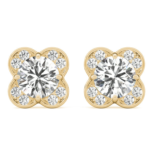 14K Yellow Gold Lab Diamond Halo Earring Set