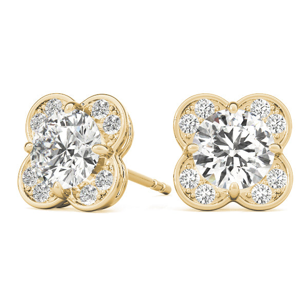 14K Yellow Gold Lab Diamond Halo Earring Set